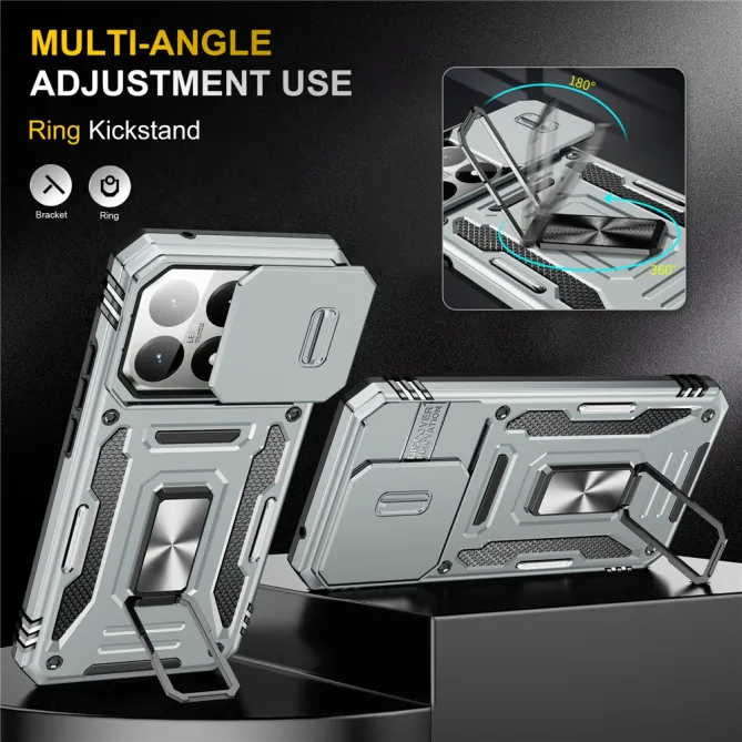 Coque Xiaomi 15T Cache Caméra Coulissant et Anneau Béquille