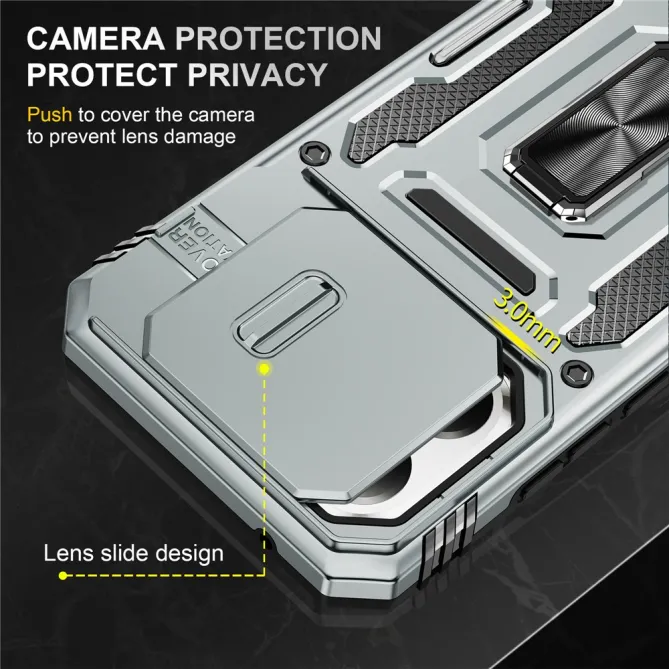Coque Xiaomi 15T Cache Caméra Coulissant et Anneau Béquille