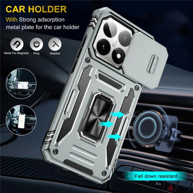 Coque Xiaomi 15T Cache Caméra Coulissant et Anneau Béquille