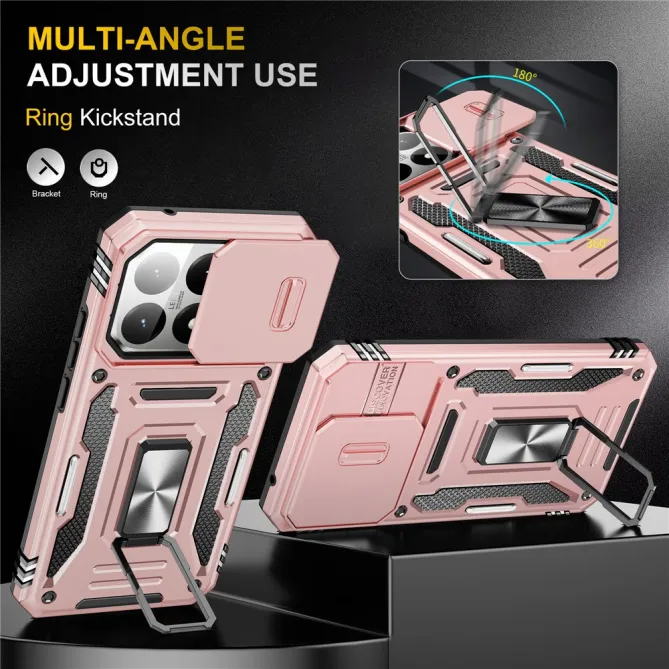 Coque Xiaomi 15T Cache Caméra Coulissant et Anneau Béquille