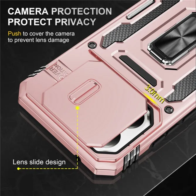 Coque Xiaomi 15T Cache Caméra Coulissant et Anneau Béquille