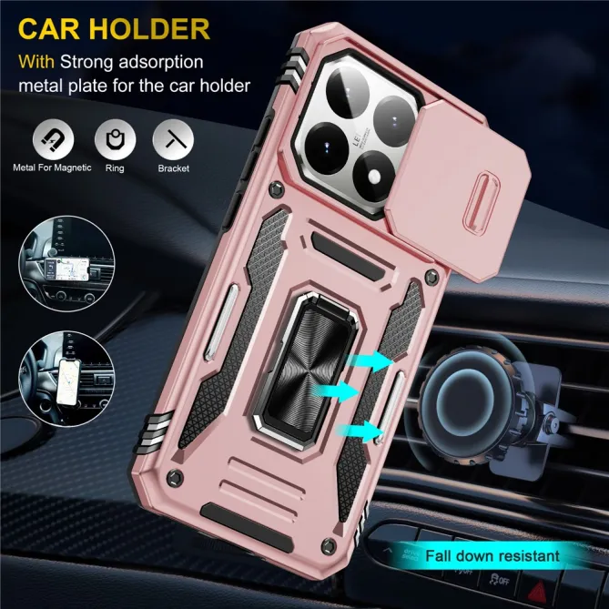Coque Xiaomi 15T Cache Caméra Coulissant et Anneau Béquille