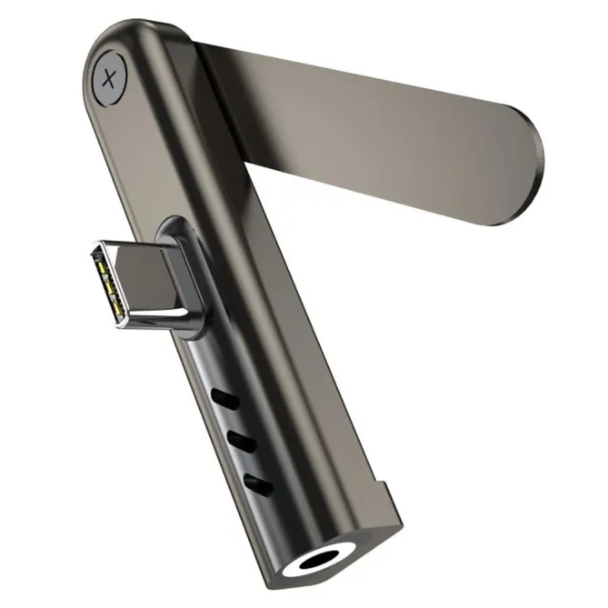 Adaptateur Audio USB-C vers Jack 3,5mm avec Support Pliable iPhone 15-17
