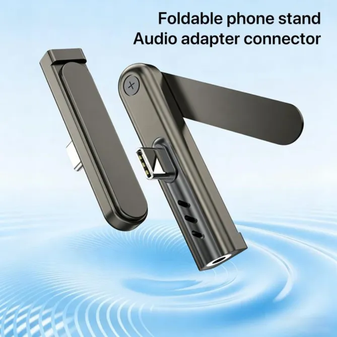 Adaptateur Audio USB-C vers Jack 3,5mm avec Support Pliable iPhone 15-17
