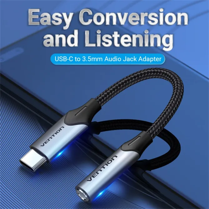 Adaptateur Audio USB-C vers Jack 3,5mm Vention BGJ Tressé