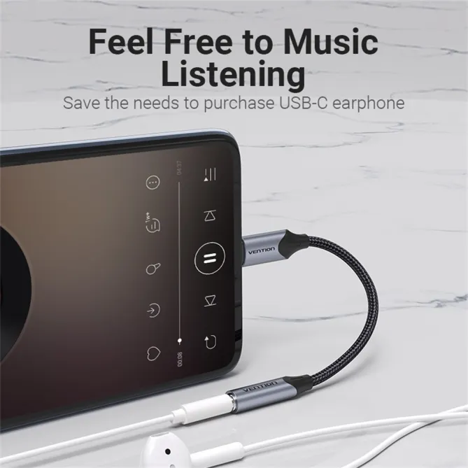 Adaptateur Audio USB-C vers Jack 3,5mm Vention BGJ Tressé