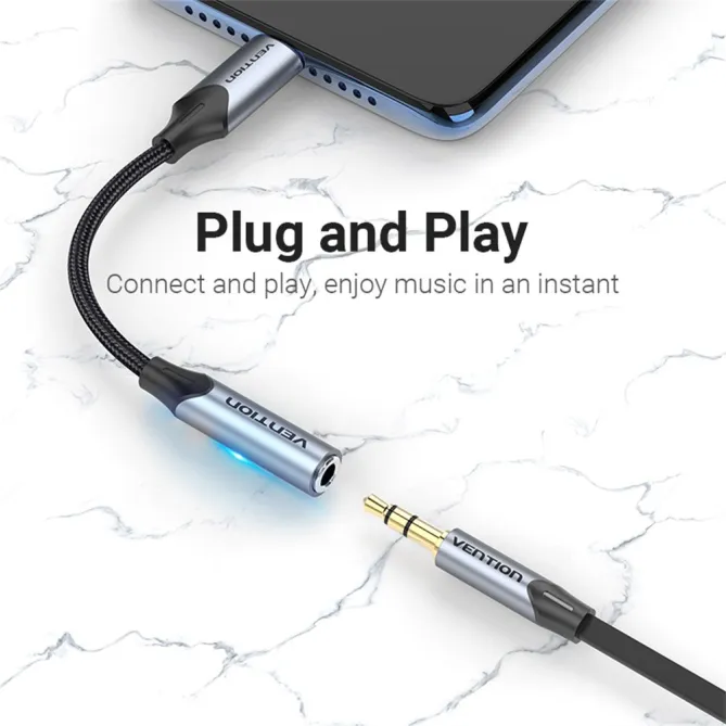 Adaptateur Audio USB-C vers Jack 3,5mm Vention BGJ Tressé