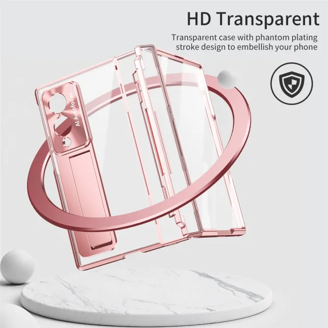 Coque Samsung Galaxy Z Fold 8 Transparente Contour Chromé avec Béquille