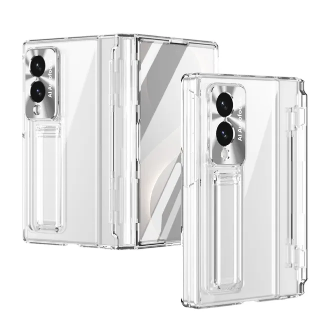 Coque Samsung Galaxy Z Fold 8 Transparente Contour Chromé avec Béquille