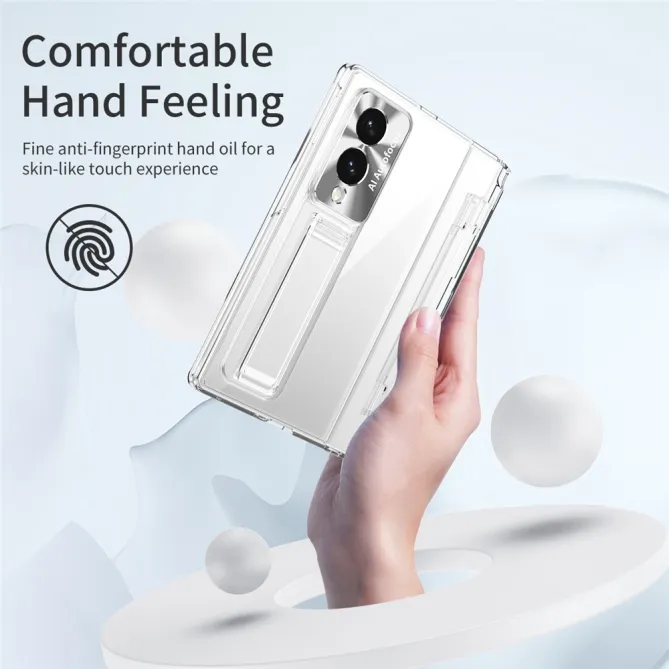 Coque Samsung Galaxy Z Fold 8 Transparente Contour Chromé avec Béquille