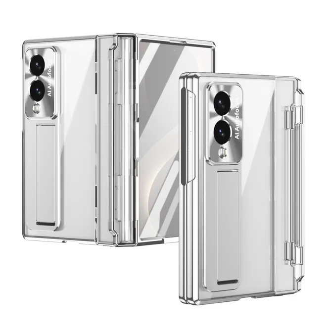Coque Samsung Galaxy Z Fold 8 Transparente Contour Chromé avec Béquille
