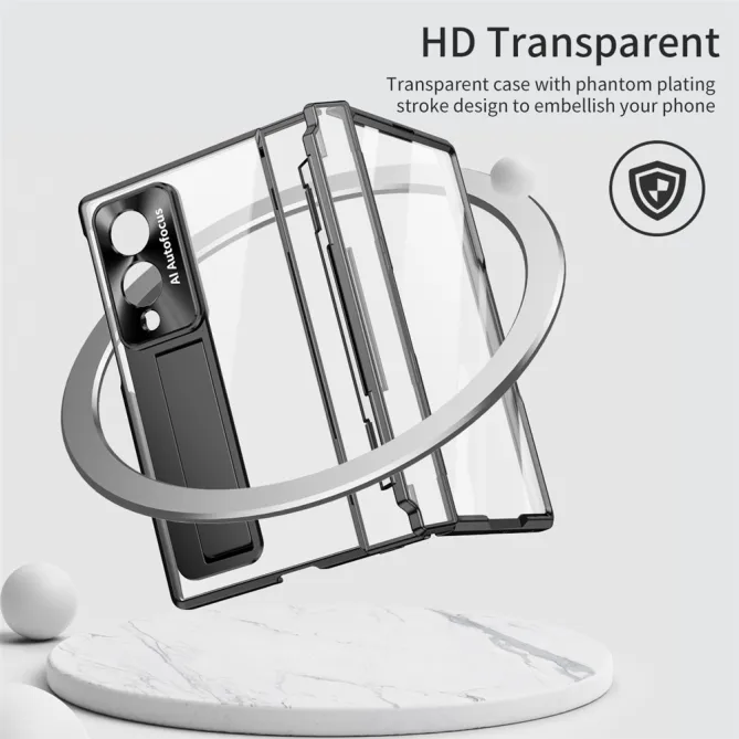 Coque Samsung Galaxy Z Fold 8 Transparente Contour Chromé avec Béquille