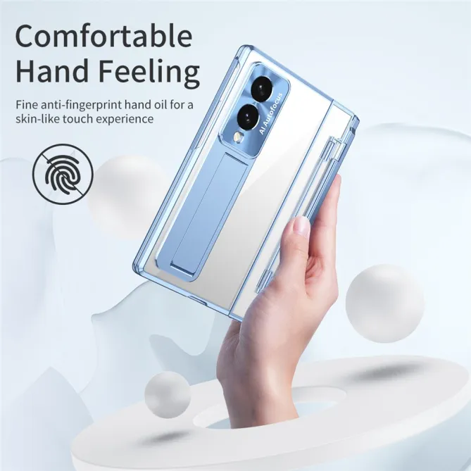 Coque Samsung Galaxy Z Fold 8 Transparente Contour Chromé avec Béquille