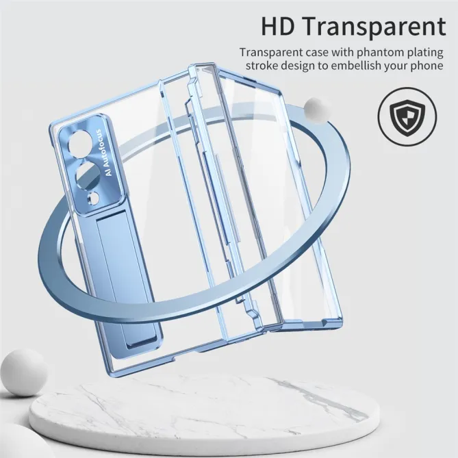 Coque Samsung Galaxy Z Fold 8 Transparente Contour Chromé avec Béquille