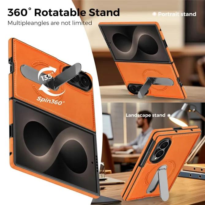 Coque Samsung Galaxy Z Fold 8 Simili Cuir Magnétique Béquille Rotative 360°