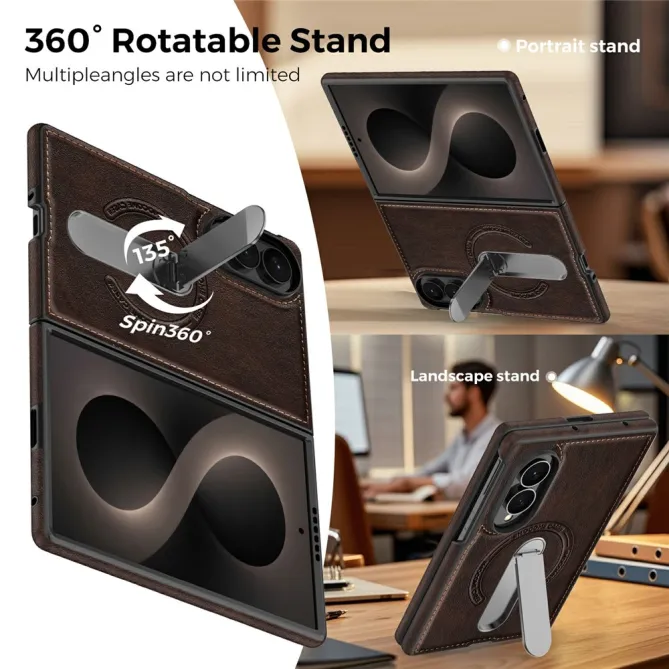 Coque Samsung Galaxy Z Fold 8 Simili Cuir Magnétique Béquille Rotative 360°