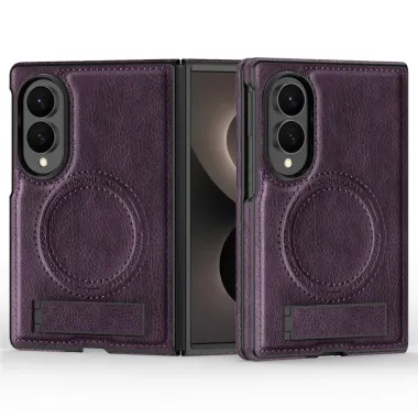 Coque Samsung Galaxy Z Fold 8 Simili Cuir Contour Silicone avec Béquille Pliable