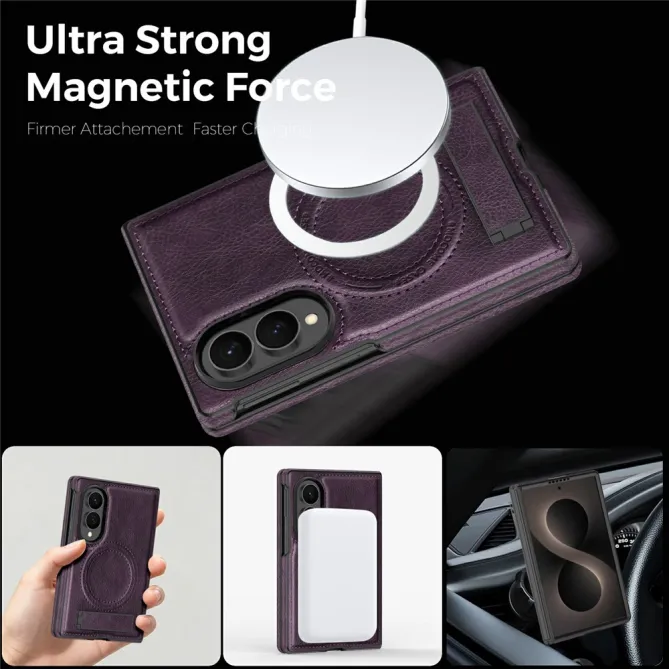Coque Samsung Galaxy Z Fold 8 Simili Cuir Contour Silicone avec Béquille Pliable
