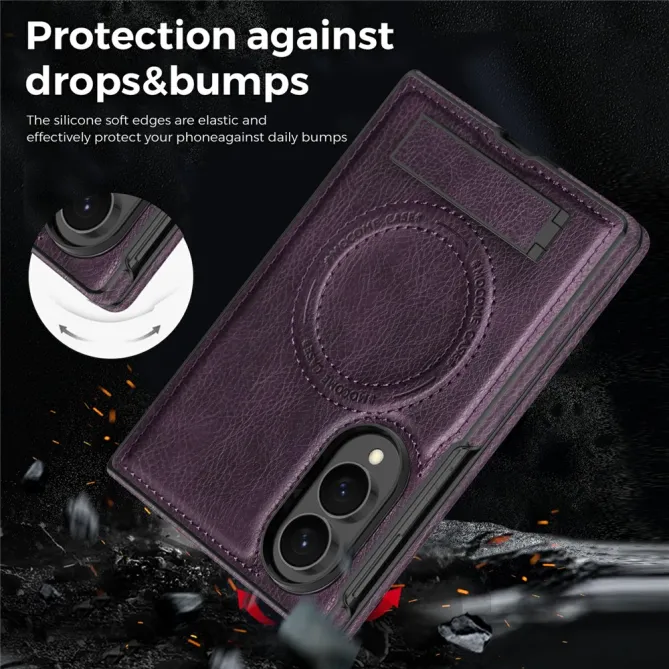 Coque Samsung Galaxy Z Fold 8 Simili Cuir Contour Silicone avec Béquille Pliable