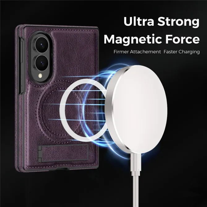 Coque Samsung Galaxy Z Fold 8 Simili Cuir Contour Silicone avec Béquille Pliable