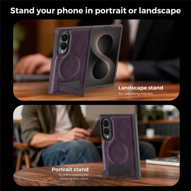 Coque Samsung Galaxy Z Fold 8 Simili Cuir Contour Silicone avec Béquille Pliable