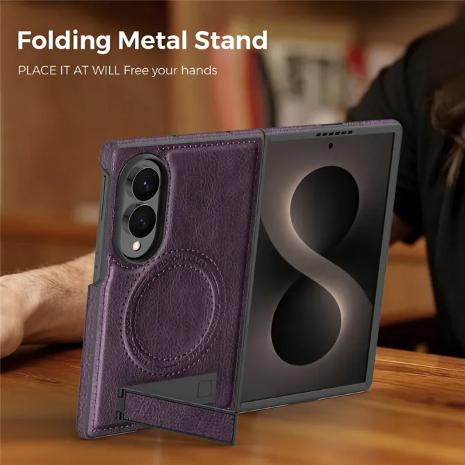 Coque Samsung Galaxy Z Fold 8 Simili Cuir Contour Silicone avec Béquille Pliable