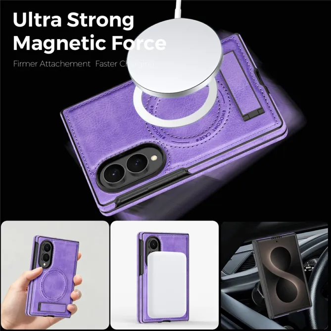 Coque Samsung Galaxy Z Fold 8 Simili Cuir Contour Silicone avec Béquille Pliable