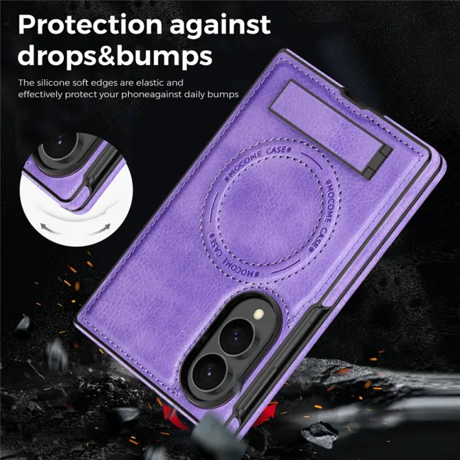 Coque Samsung Galaxy Z Fold 8 Simili Cuir Contour Silicone avec Béquille Pliable