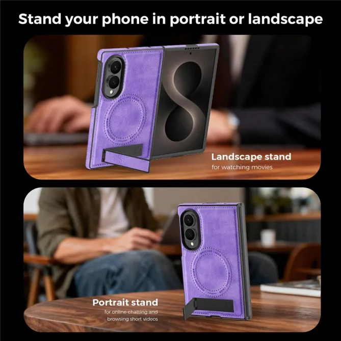 Coque Samsung Galaxy Z Fold 8 Simili Cuir Contour Silicone avec Béquille Pliable