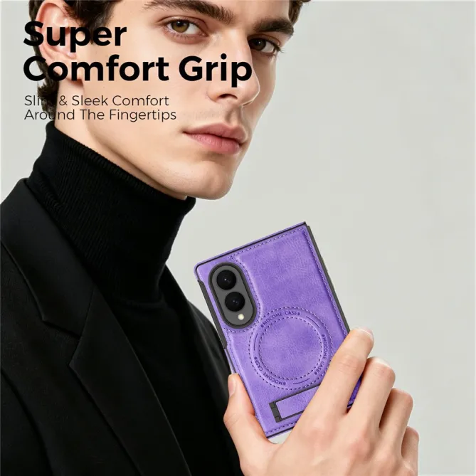 Coque Samsung Galaxy Z Fold 8 Simili Cuir Contour Silicone avec Béquille Pliable