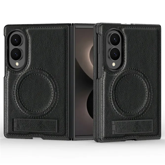 Coque Samsung Galaxy Z Fold 8 Simili Cuir Contour Silicone avec Béquille Pliable