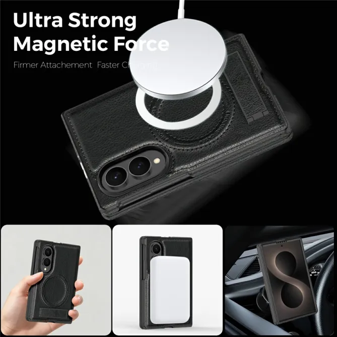 Coque Samsung Galaxy Z Fold 8 Simili Cuir Contour Silicone avec Béquille Pliable