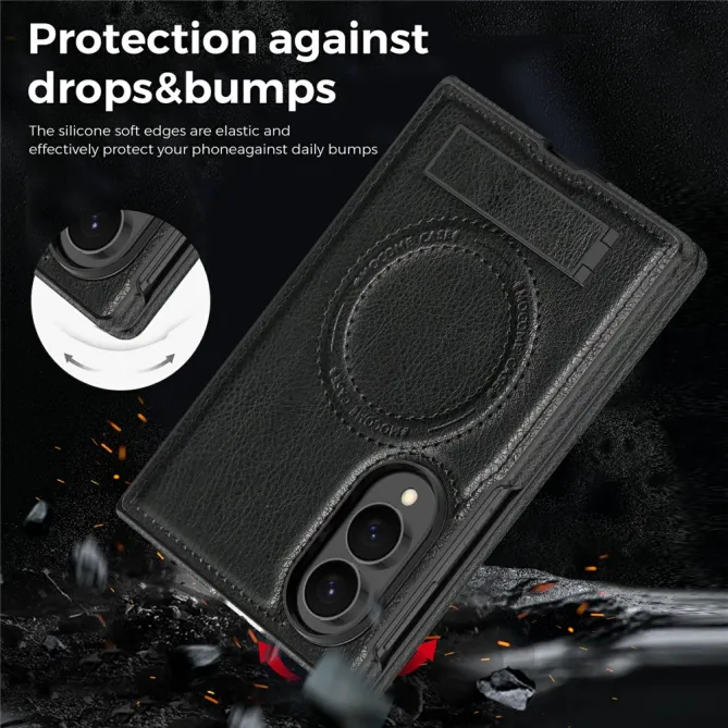 Coque Samsung Galaxy Z Fold 8 Simili Cuir Contour Silicone avec Béquille Pliable