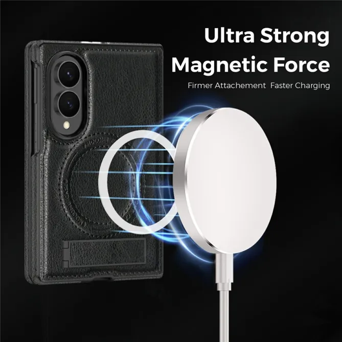 Coque Samsung Galaxy Z Fold 8 Simili Cuir Contour Silicone avec Béquille Pliable