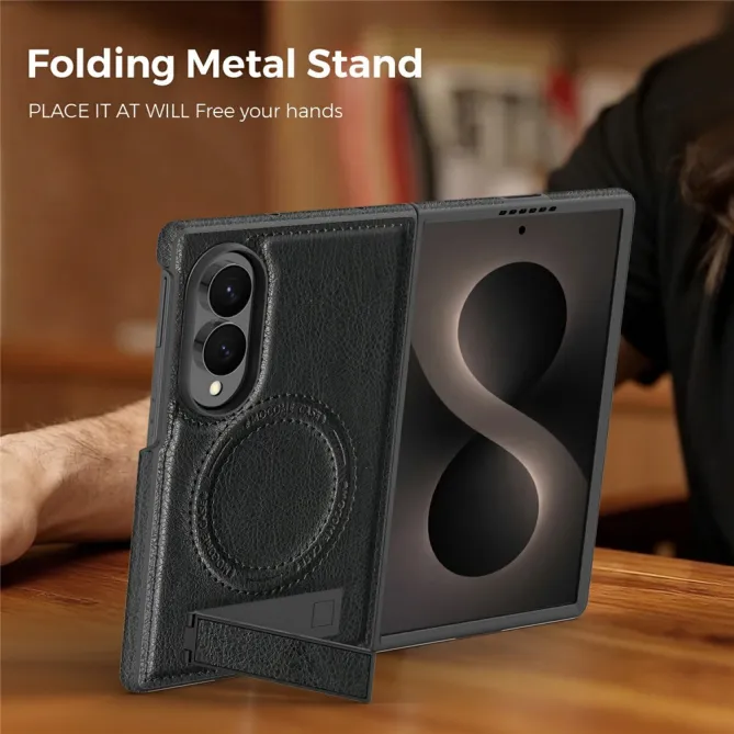 Coque Samsung Galaxy Z Fold 8 Simili Cuir Contour Silicone avec Béquille Pliable