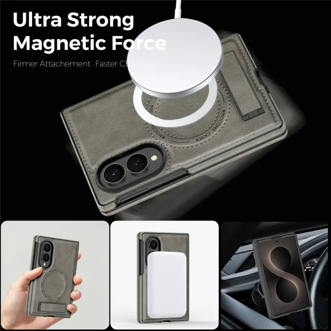 Coque Samsung Galaxy Z Fold 8 Simili Cuir Contour Silicone avec Béquille Pliable