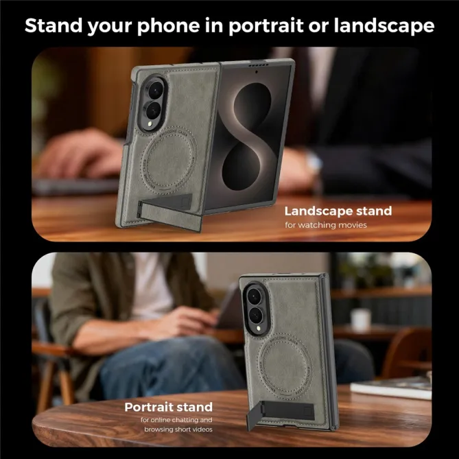 Coque Samsung Galaxy Z Fold 8 Simili Cuir Contour Silicone avec Béquille Pliable