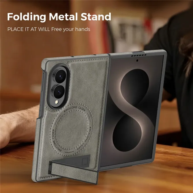 Coque Samsung Galaxy Z Fold 8 Simili Cuir Contour Silicone avec Béquille Pliable