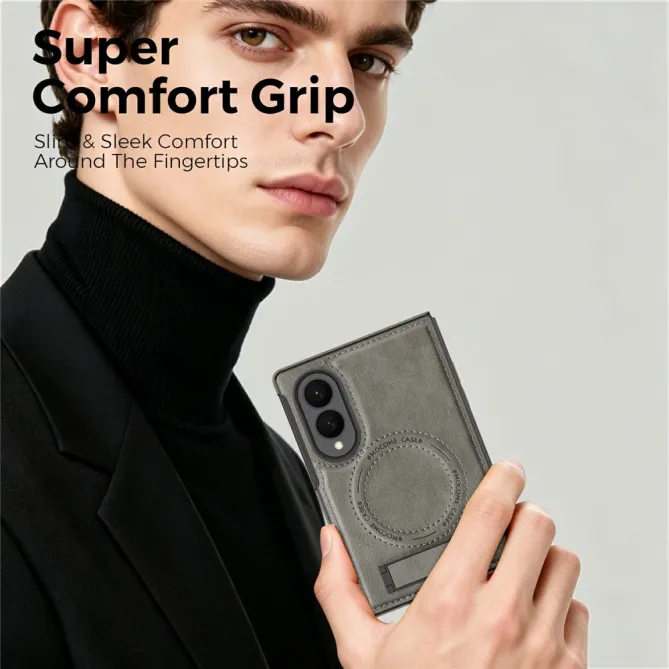 Coque Samsung Galaxy Z Fold 8 Simili Cuir Contour Silicone avec Béquille Pliable