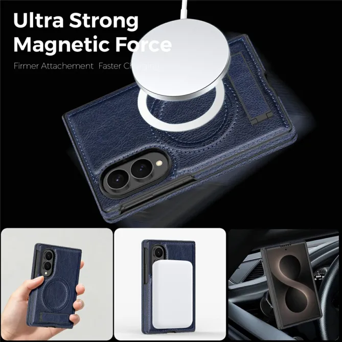 Coque Samsung Galaxy Z Fold 8 Simili Cuir Contour Silicone avec Béquille Pliable