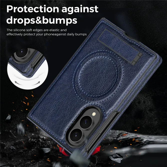 Coque Samsung Galaxy Z Fold 8 Simili Cuir Contour Silicone avec Béquille Pliable