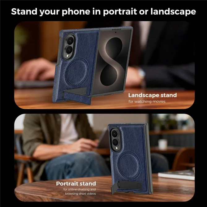Coque Samsung Galaxy Z Fold 8 Simili Cuir Contour Silicone avec Béquille Pliable