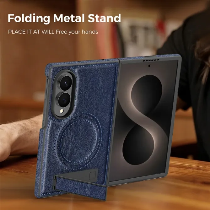 Coque Samsung Galaxy Z Fold 8 Simili Cuir Contour Silicone avec Béquille Pliable