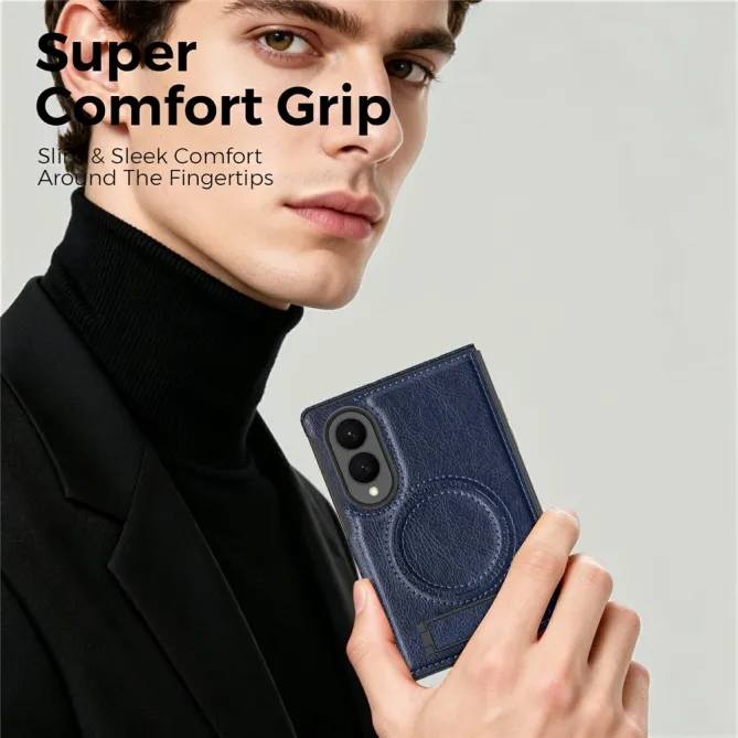 Coque Samsung Galaxy Z Fold 8 Simili Cuir Contour Silicone avec Béquille Pliable