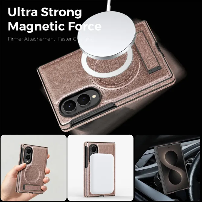 Coque Samsung Galaxy Z Fold 8 Simili Cuir Contour Silicone avec Béquille Pliable