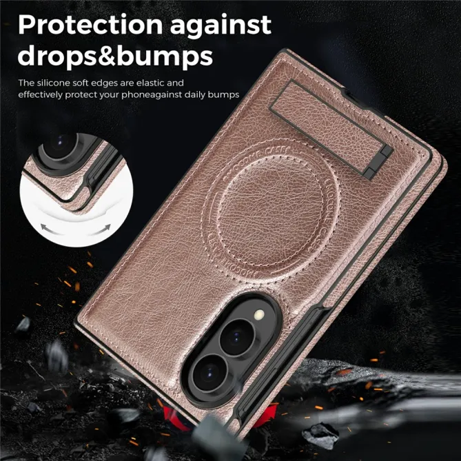 Coque Samsung Galaxy Z Fold 8 Simili Cuir Contour Silicone avec Béquille Pliable