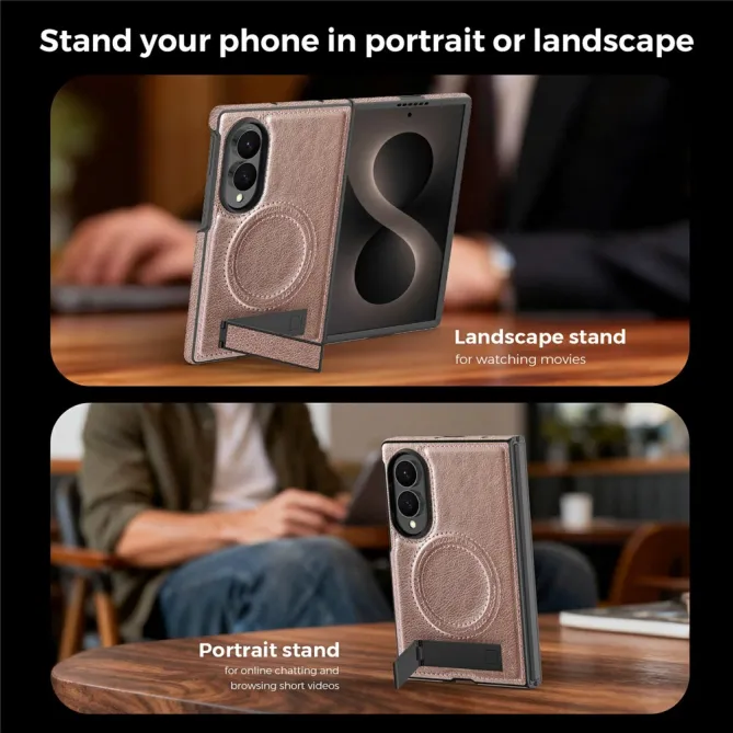 Coque Samsung Galaxy Z Fold 8 Simili Cuir Contour Silicone avec Béquille Pliable