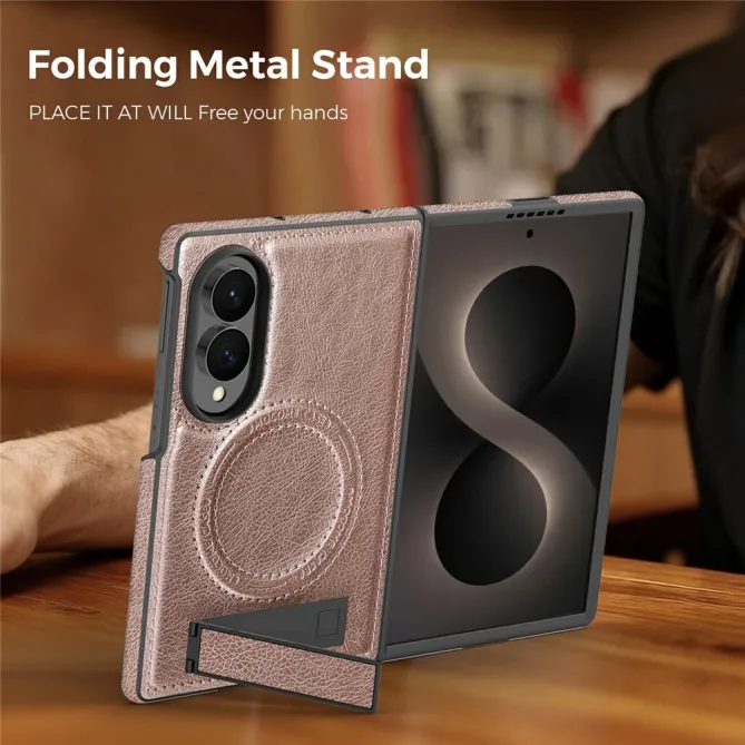 Coque Samsung Galaxy Z Fold 8 Simili Cuir Contour Silicone avec Béquille Pliable