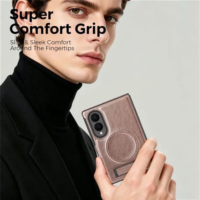 Coque Samsung Galaxy Z Fold 8 Simili Cuir Contour Silicone avec Béquille Pliable