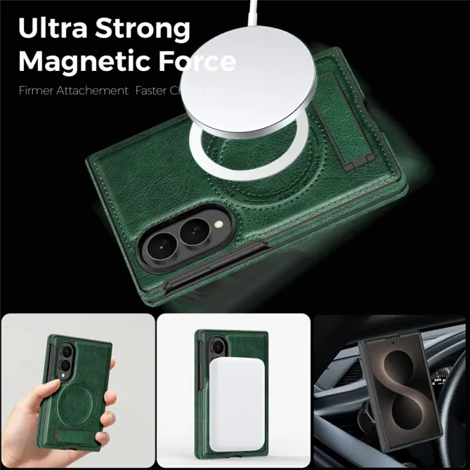 Coque Samsung Galaxy Z Fold 8 Simili Cuir Contour Silicone avec Béquille Pliable